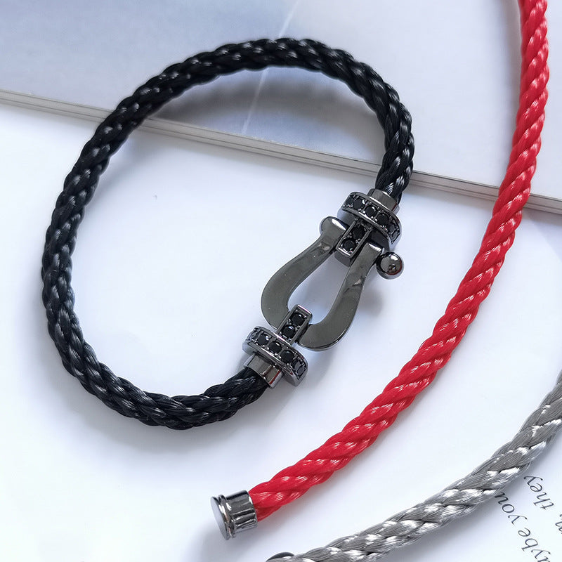 [⭐Lioran]FORCE LARGE SERIES HORSESHOE BLACK SAMURAI BRACELET