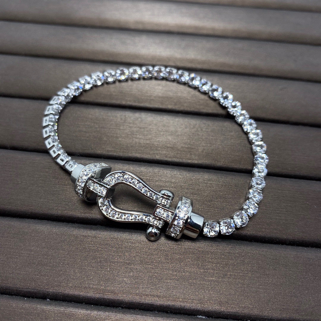 [⭐Lioran]FORCE  LARGE HORSESHOE FULL DIAMOND TENNIS BRACELET