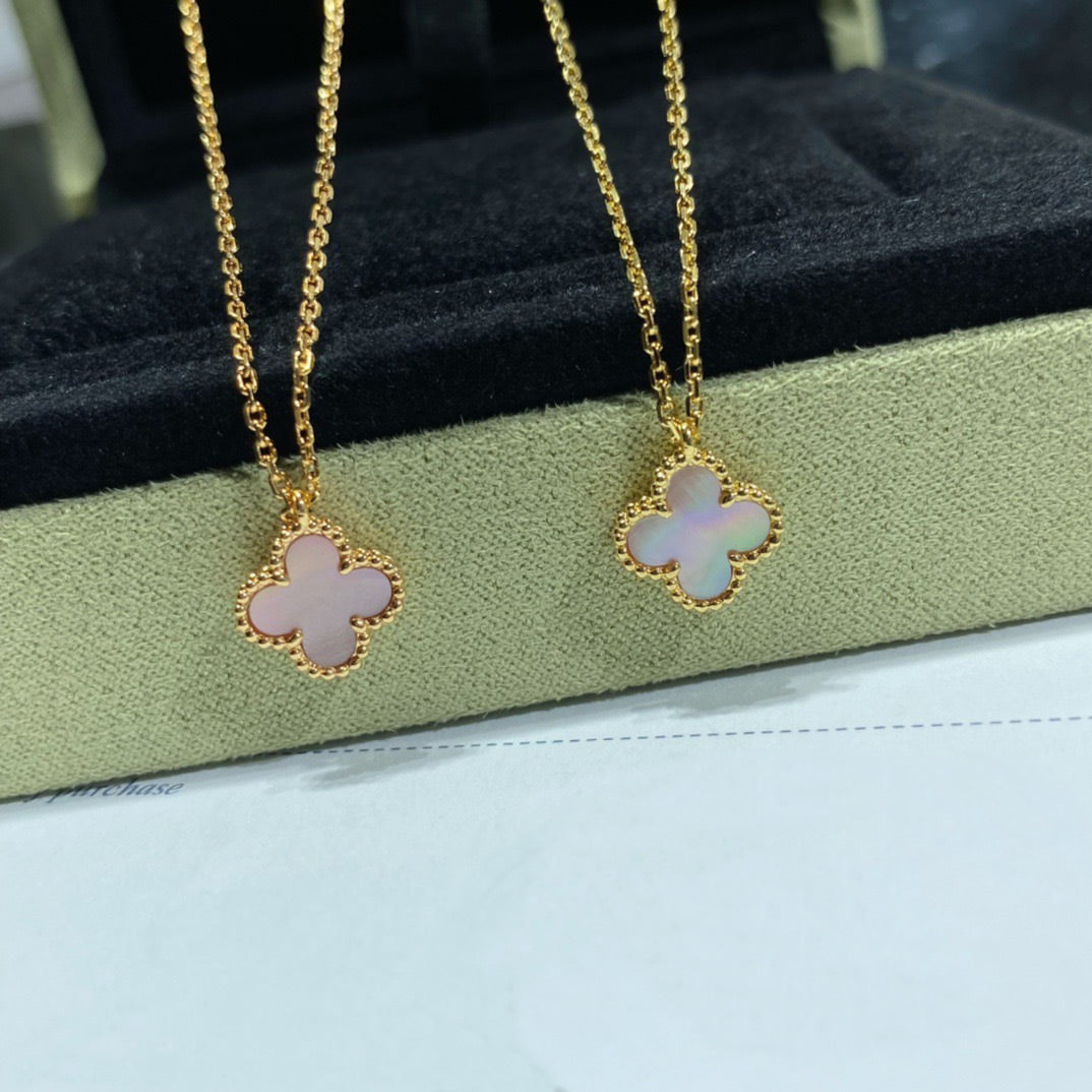 [⭐Lioran]CLOVER 15MM PINK MOTHER-OF-PEARL SINGLE FLOWER NECKLACE