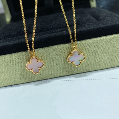 [⭐Lioran]CLOVER 15MM PINK MOTHER-OF-PEARL SINGLE FLOWER NECKLACE