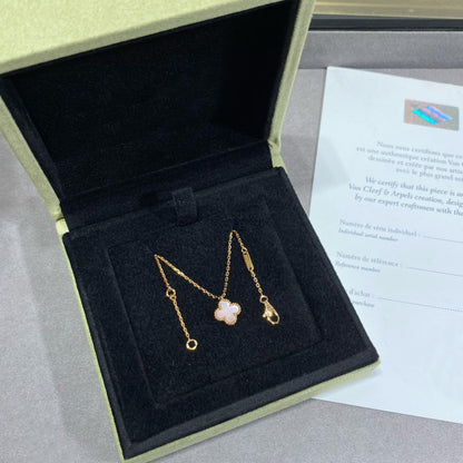 [⭐Lioran]CLOVER 15MM PINK MOTHER-OF-PEARL SINGLE FLOWER NECKLACE