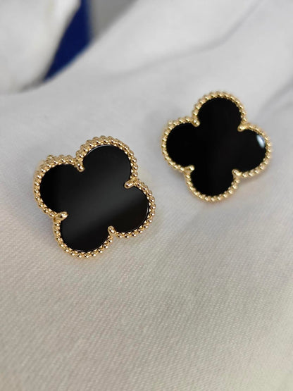 [⭐Lioran]CLOVER 20MM BLACK MOP EARRINGS