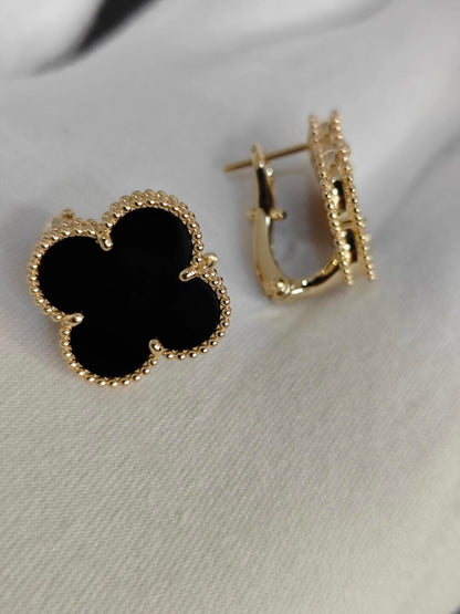 [⭐Lioran]CLOVER 20MM BLACK MOP EARRINGS