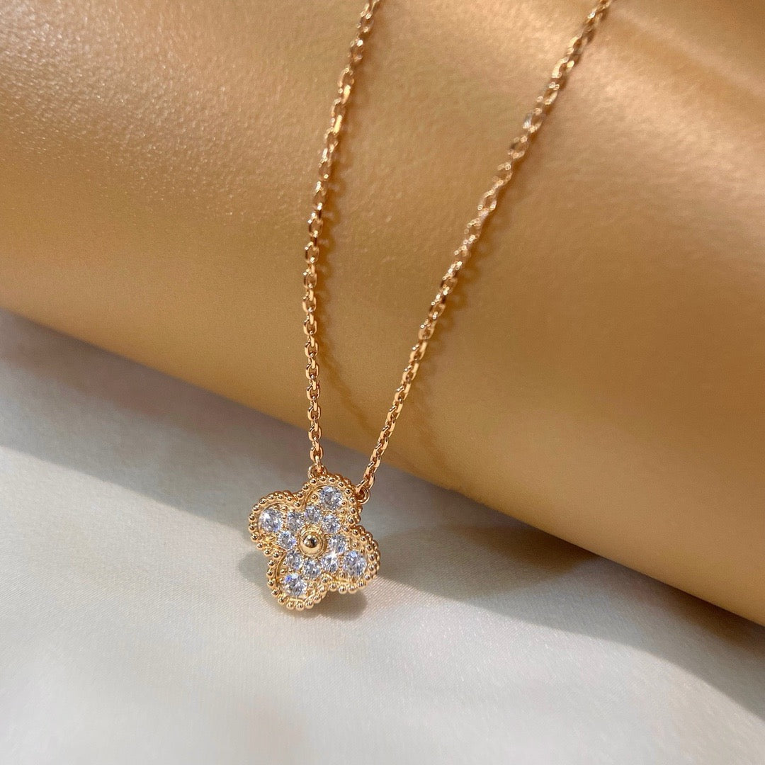 [⭐Lioran]CLOVER 15MM DIAMOND SINGLE FLOWER NECKLACE