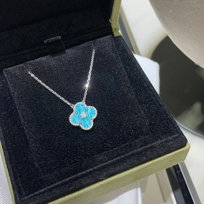 [⭐Lioran]CLOVER 15MM DIAMOND SVRES PORCELAIN  NECKLACE SILVER