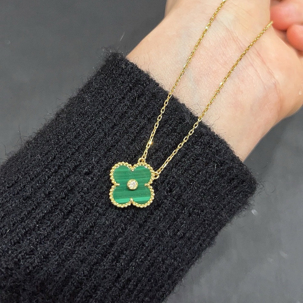 [⭐Lioran]CLOVER 15MM DIAMOND TURQUOISE NECKLACE