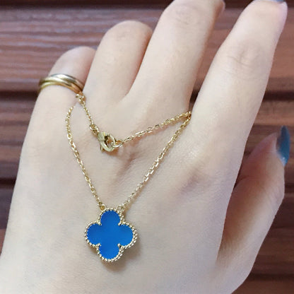 [⭐Lioran]CLOVER 15MM BLUE AGATE NECKLACE