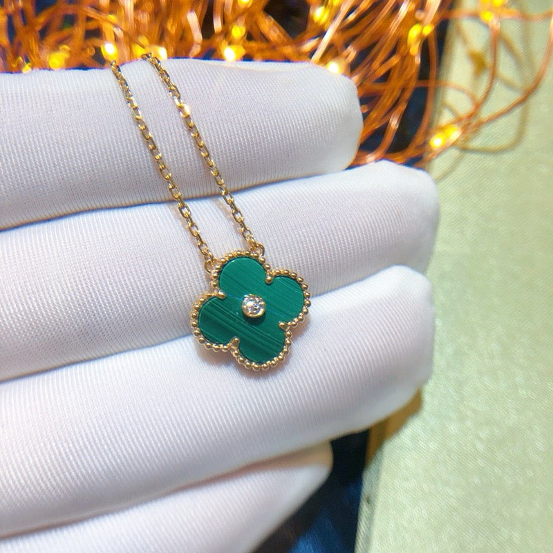 [⭐Lioran]CLOVER 15MM DIAMOND TURQUOISE NECKLACE