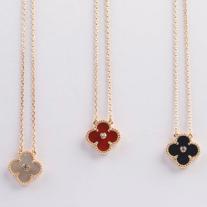 [⭐Lioran]CLOVER 15MM DIAMOND CARNELIAN NECKLACE