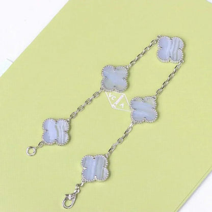 [⭐Lioran] CLOVER 5 MOTIF PURPLE CHALCEDONY BRACELET COLLECTION