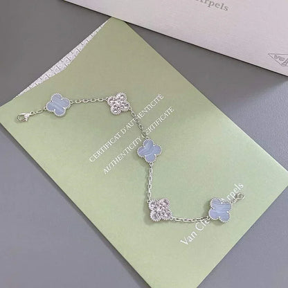 [⭐Lioran] CLOVER 5 MOTIF PURPLE CHALCEDONY BRACELET COLLECTION