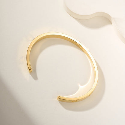 [⭐Lioran]LOVE BRACELET 6.1MM 1 DIAMOND OPEN CUFF