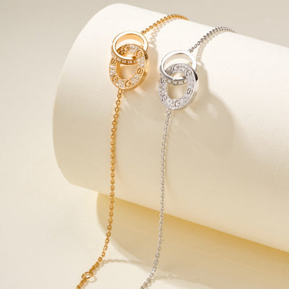 [⭐Lioran]LOVE DOUBLE RING FULL DIAMOND BRACELET