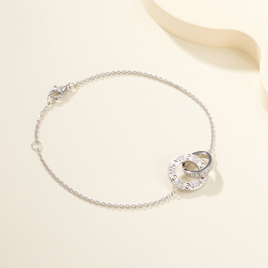 [⭐Lioran]LOVE DOUBLE RING FULL DIAMOND BRACELET