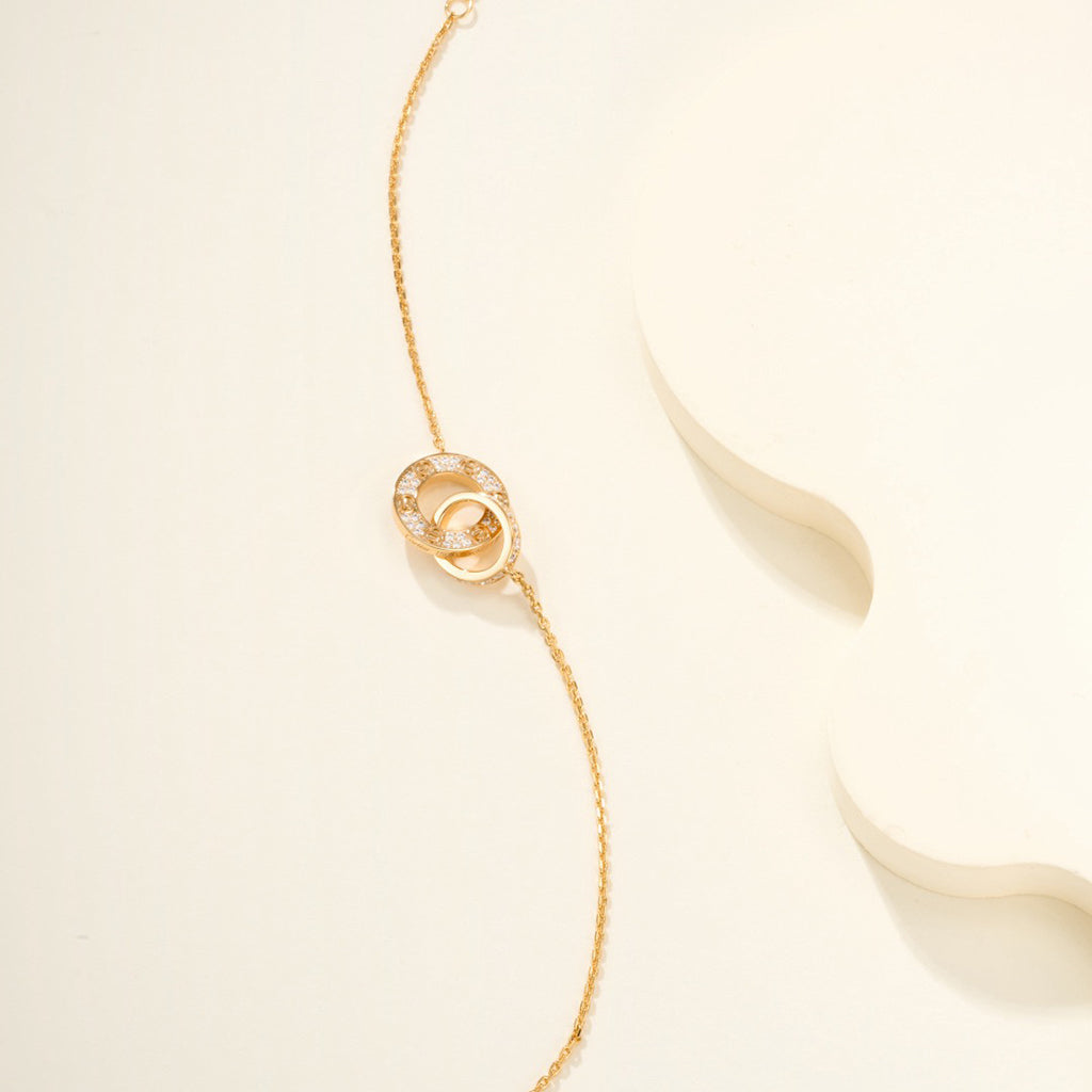 [⭐Lioran]LOVE DOUBLE RING FULL DIAMOND BRACELET
