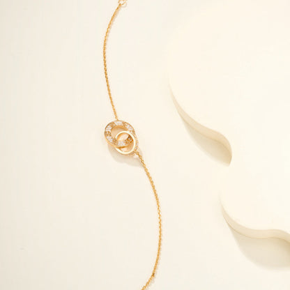 [⭐Lioran]LOVE DOUBLE RING FULL DIAMOND BRACELET
