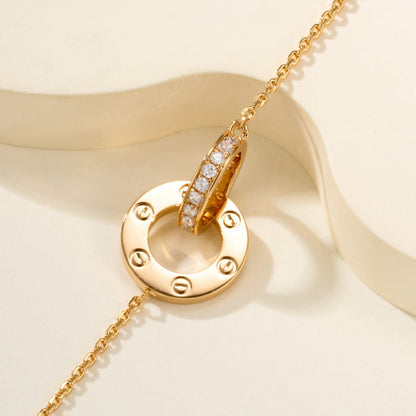 [⭐Lioran]LOVE DOUBLE RING FULL DIAMOND BRACELET