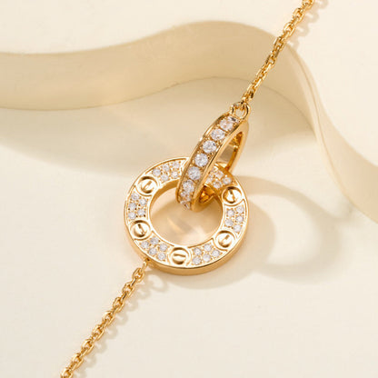 [⭐Lioran]LOVE DOUBLE RING FULL DIAMOND BRACELET