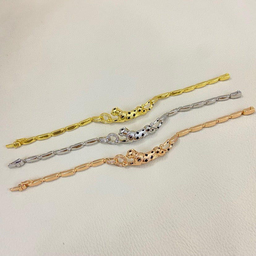 [⭐Lioran]PANTHERE HALF DIAMOND ON CHAIN BRACELET