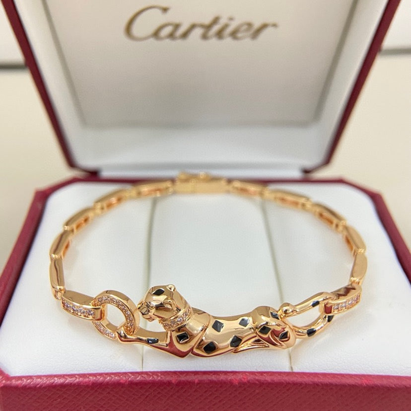 [⭐Lioran]PANTHERE HALF DIAMOND ON CHAIN BRACELET