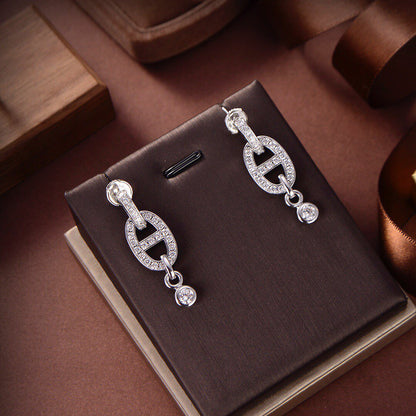 [⭐Lioran]HM CHAINE DIAMOND EARRINGS
