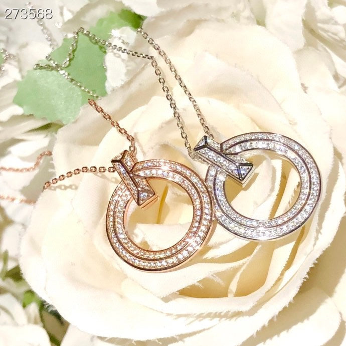 [Lioran]T1 CIRCLE DIAMOND PAVED MEDIUM NECKLACE