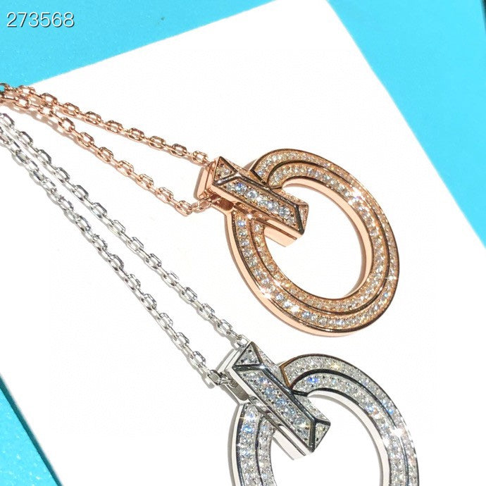 [Lioran]T1 CIRCLE DIAMOND PAVED MEDIUM NECKLACE