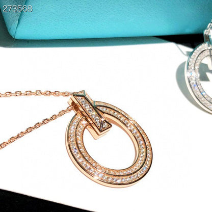 [Lioran]T1 CIRCLE DIAMOND PAVED MEDIUM NECKLACE