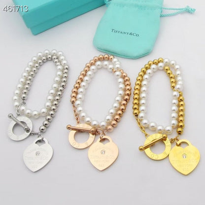 [Lioran]RETURN TO TIF HEART TAF BEAD PEARL BRACELET