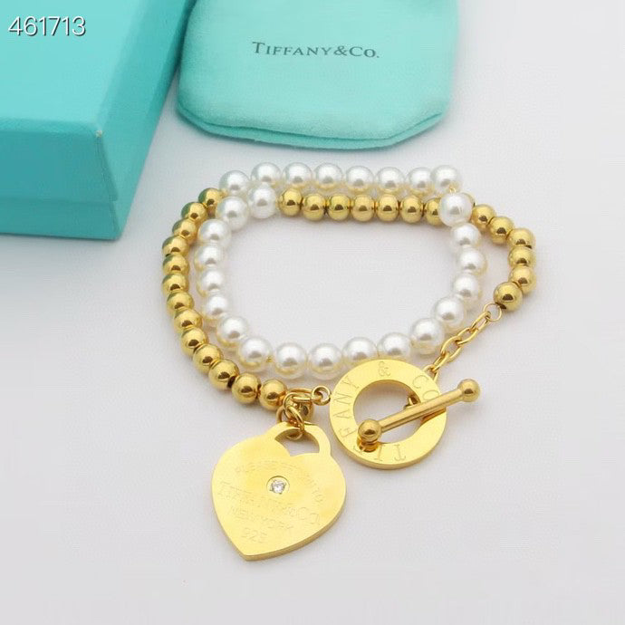 [Lioran]RETURN TO TIF HEART TAF BEAD PEARL BRACELET