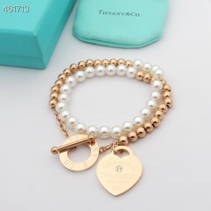 [Lioran]RETURN TO TIF HEART TAF BEAD PEARL BRACELET