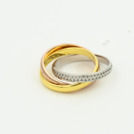 [⭐Lioran Jewelry]TRINITY RING GOLD PINK GOLD SILVER DIAMONDS