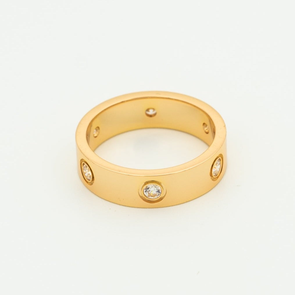 [⭐Lioran]LOVE RING 5.5MM 6 DIAMONDS PINK GOLD