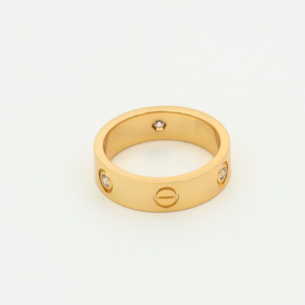 [⭐Lioran]LOVE RING 5.5MM 3 DIAMONDS PINK GOLD