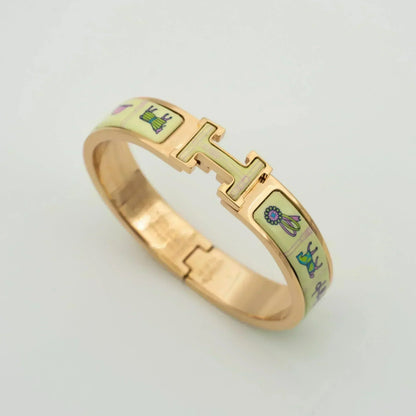 [⭐Lioran]H PINK GOLD BRACELET CREAM CERAMIC