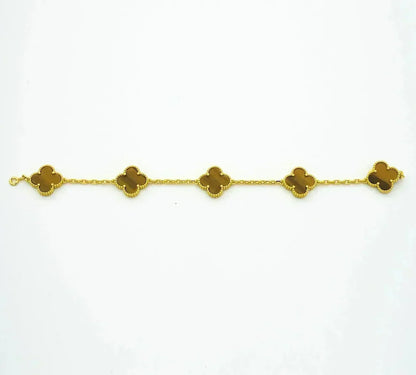 [⭐Lioran] CLOVER 5 MOTIFS TIGER EYE BRACELET COLLECTION