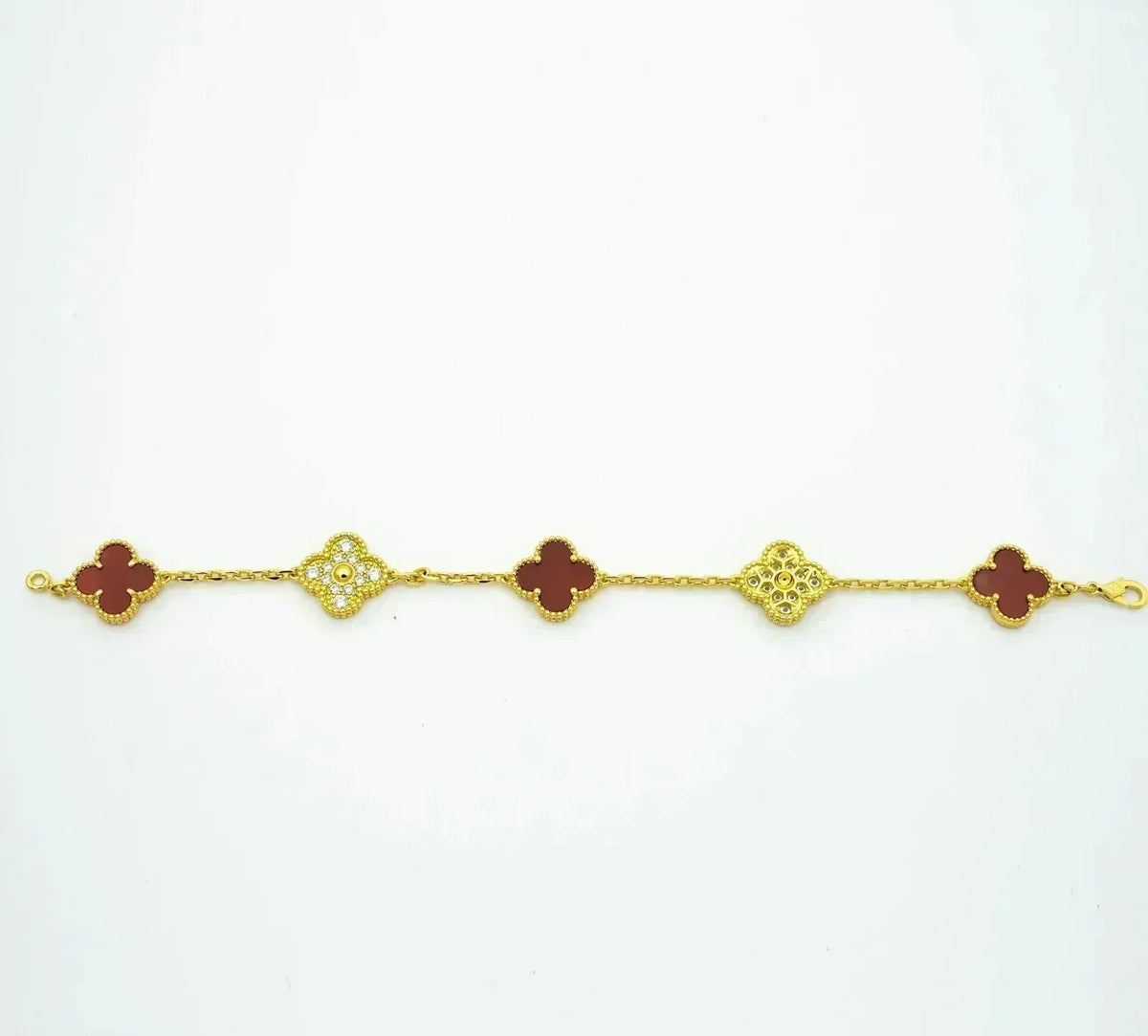 [⭐Lioran] CLOVER 5 MOTIF RED CORNELIAN BRACELET COLLECTION