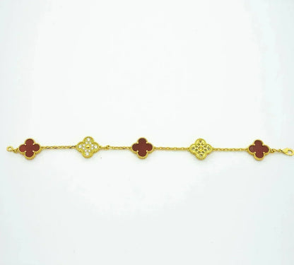 [⭐Lioran] CLOVER 5 MOTIF RED CORNELIAN BRACELET COLLECTION