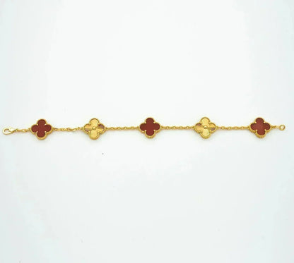 [⭐Lioran] CLOVER 5 MOTIF RED CORNELIAN BRACELET COLLECTION