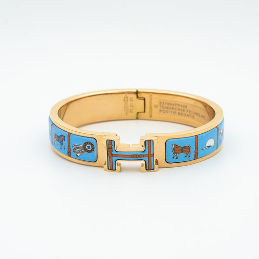 [⭐Lioran]H PINK GOLD BRACELET BLUE CERAMIC