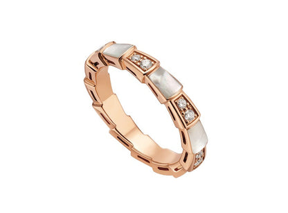 [⭐Lioran]SERPENTI RING PINK GOLD DIAMOND MOP 3MM