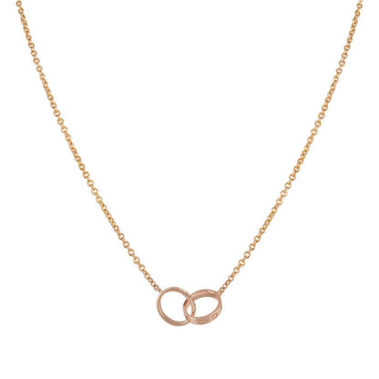 [⭐Lioran]LOVE NECKLACE DOUBLE RING PINK GOLD