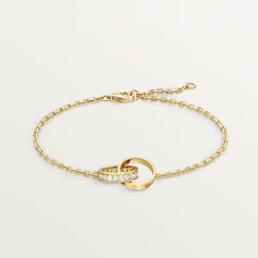 [⭐Lioran]LOVE DOUBLE RING HALF DIAMOND BRACELET