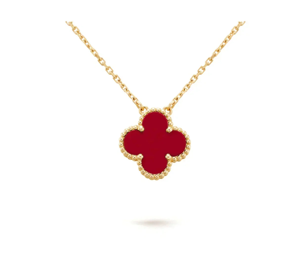 [⭐Lioran]CLOVER 15MM CARNELIAN SINGLE FLOWER NECKLACE