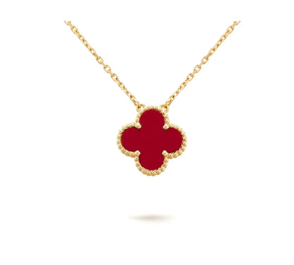 [⭐Lioran]CLOVER 15MM CARNELIAN SINGLE FLOWER NECKLACE
