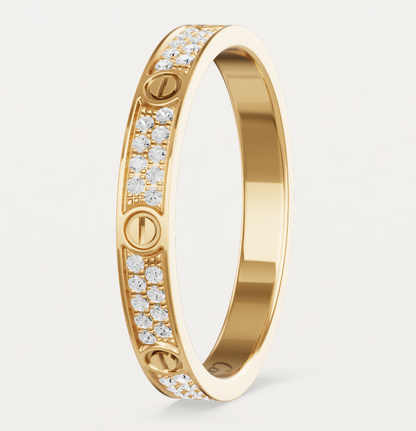 [⭐Lioran]LOVE RING 2.6mm-wide full-diamond ring Gold