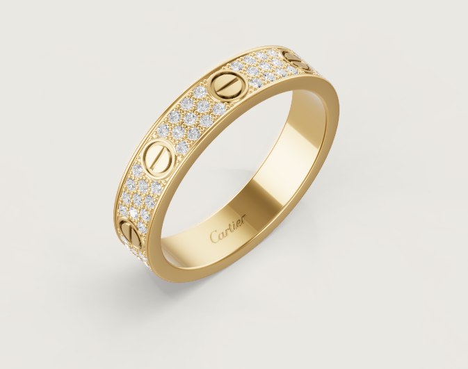 [⭐Lioran]LOVE RING 4mm-wide full-diamond ring GOLD