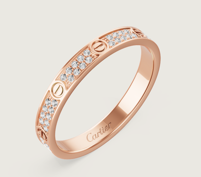 [⭐Lioran]LOVE RING 2.6mm-wide full-diamond ring Rose Gold