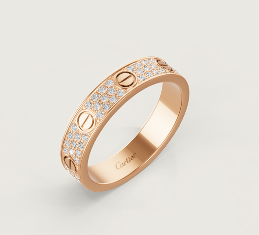[⭐Lioran]LOVE RING 4mm-wide full-diamond ring Rose Gold