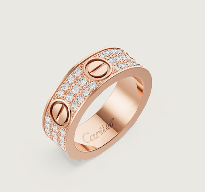 [⭐Lioran]LOVE RING 6.5mm-wide full-diamond ring Rose Gold